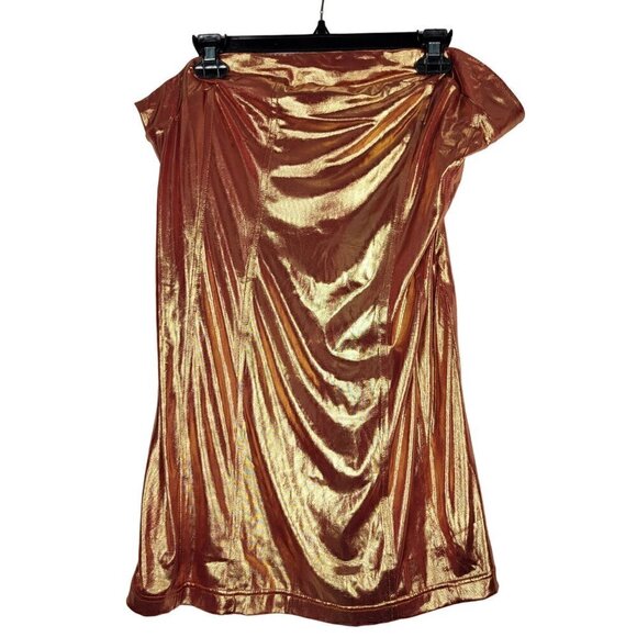 NWT Urban Outfitters Kristy Disco Bronze Metallic Strapless Mini Dress Size XL - Picture 3 of 16